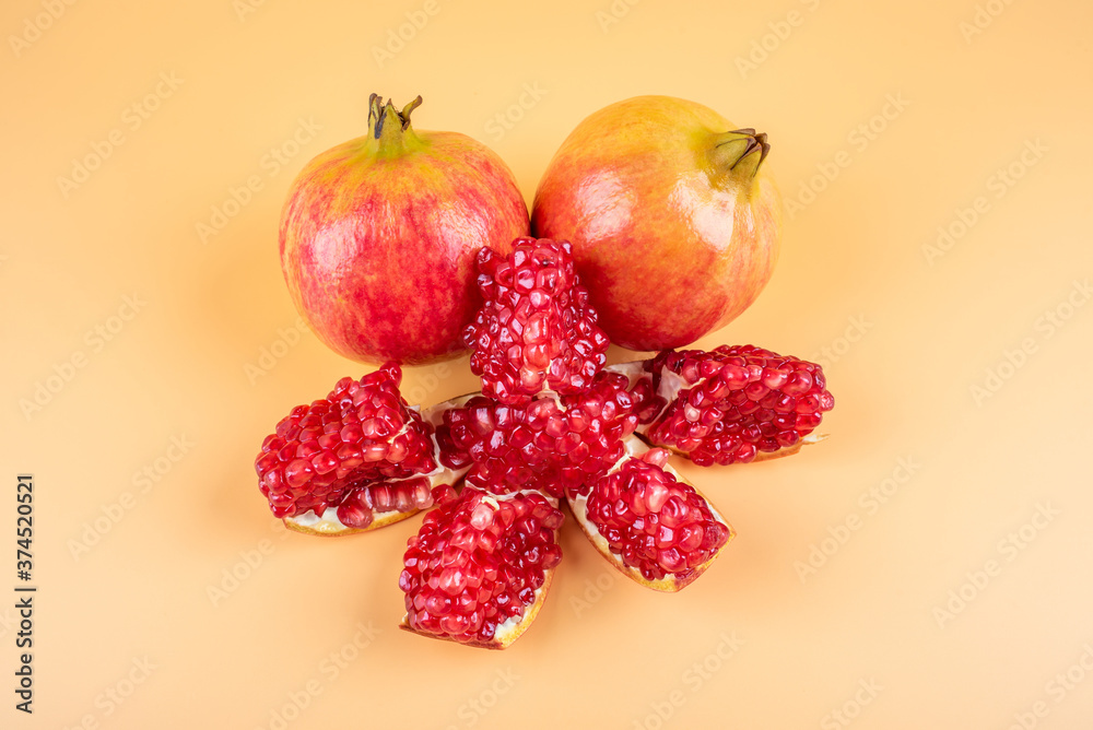 Delicious pomegranate fruit ripe in autumn