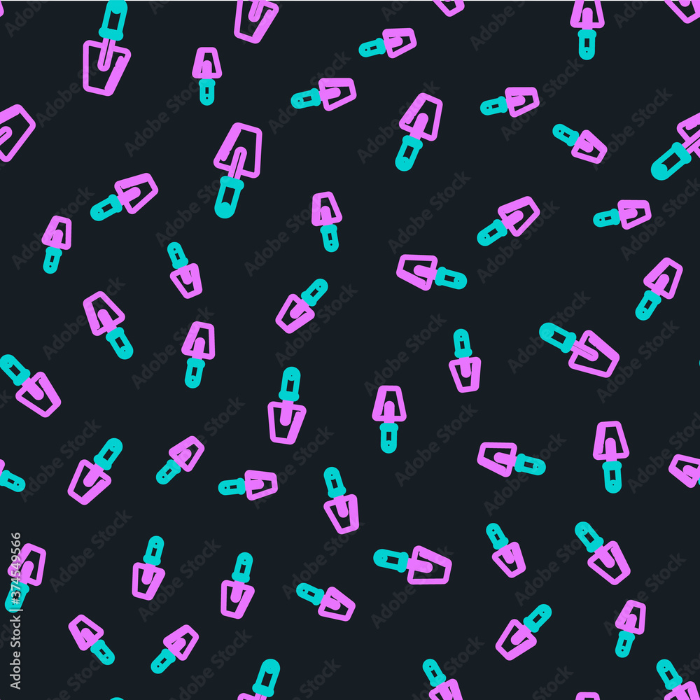 Line Trowel icon isolated seamless pattern on black background. Vector Illustration.