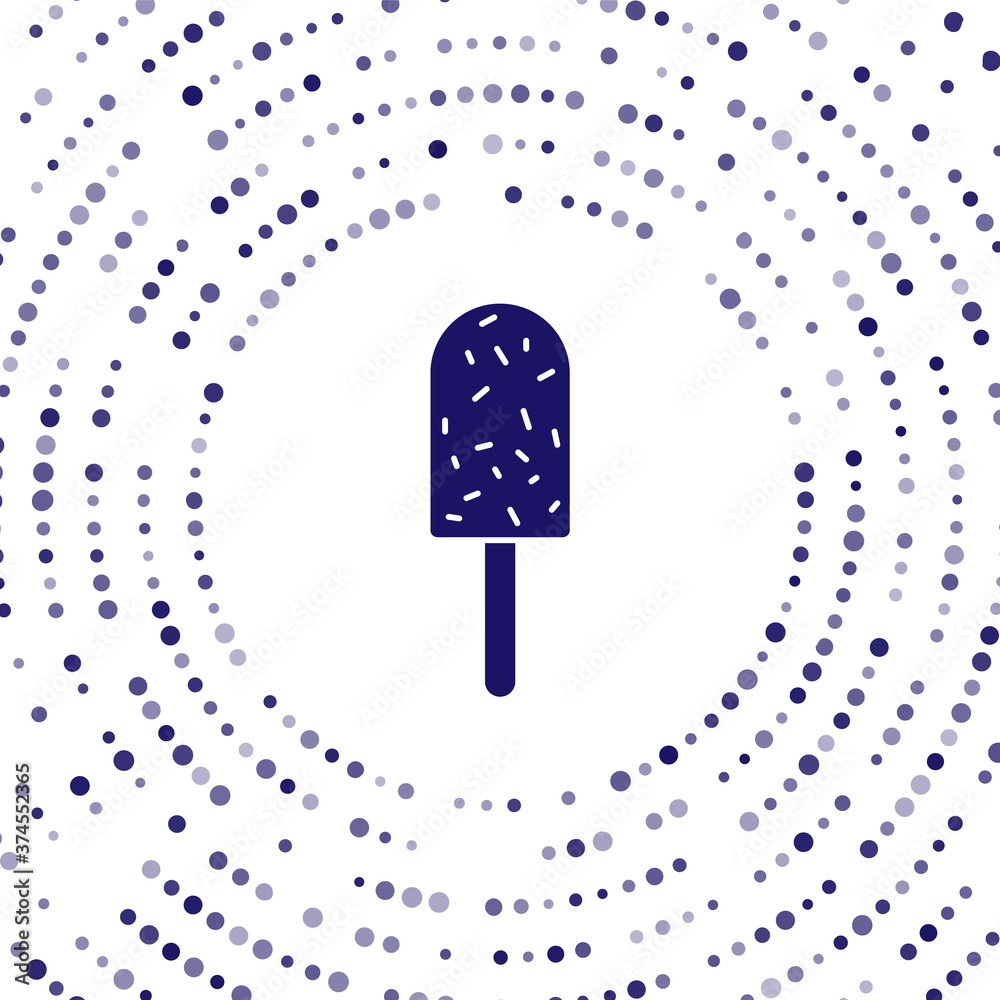 Blue Ice cream icon isolated on white background. Sweet symbol. Abstract circle random dots. Vector 