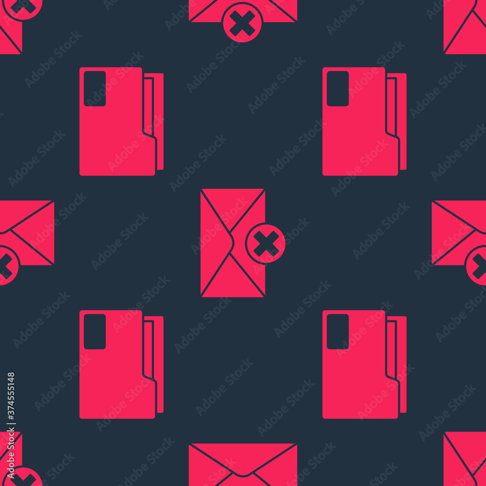 Set Document folder and Delete envelope on seamless pattern. Vector.