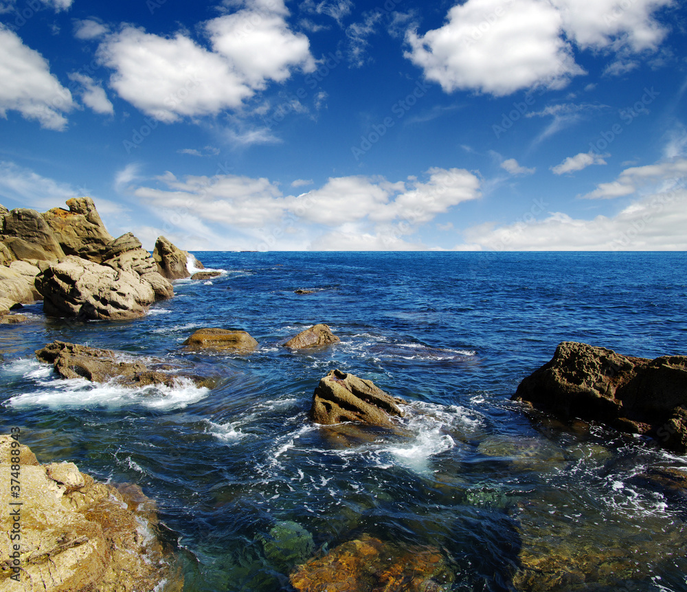  the blue sea and rocks