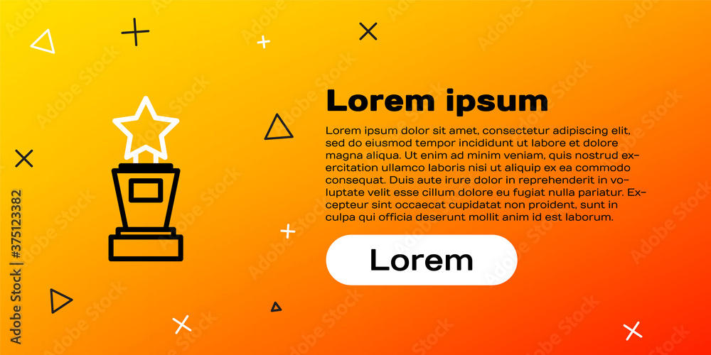 线路奖奖杯图标隔离在黄色背景上。获胜者奖杯符号。冠军或比赛