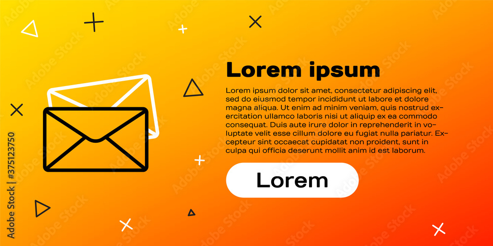 黄色背景上隔离的Line Envelope图标。电子邮件字母符号。彩色轮廓conc