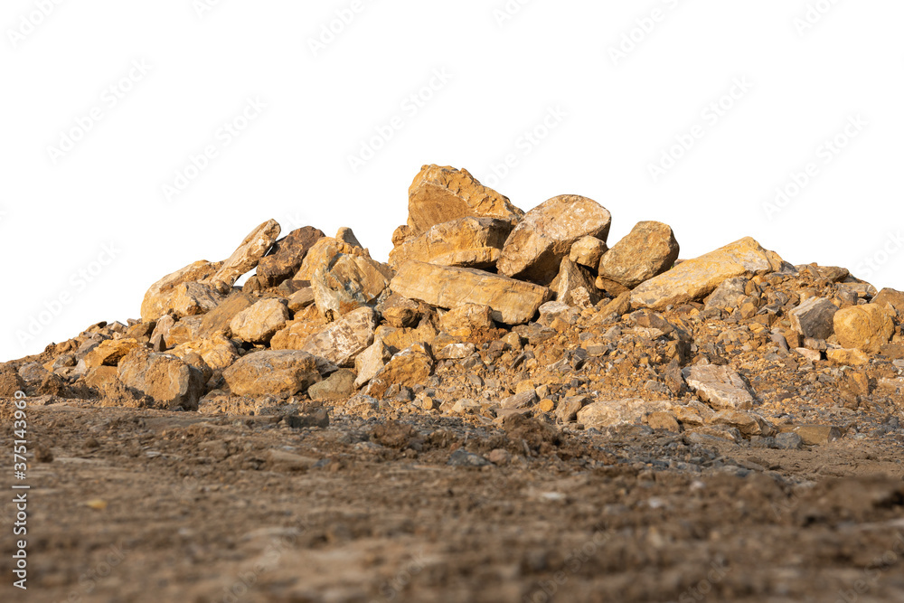 stone pile and ground isolated on white background with clipping path