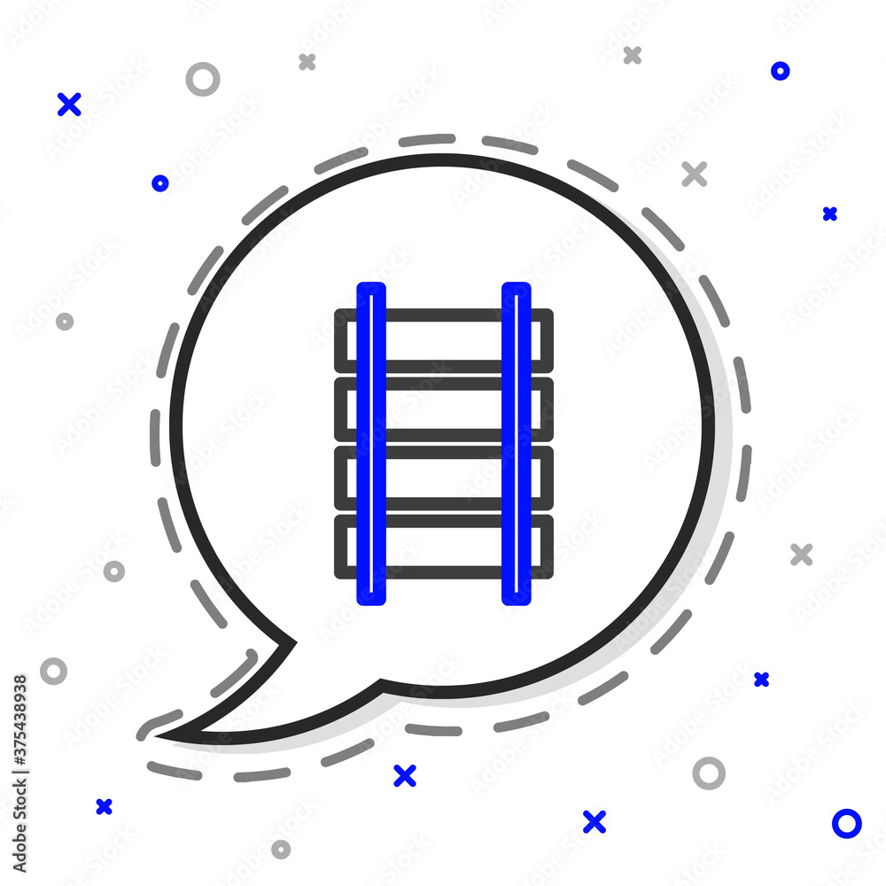 铁路线，白色背景上隔离的铁轨图标。彩色轮廓概念。矢量III