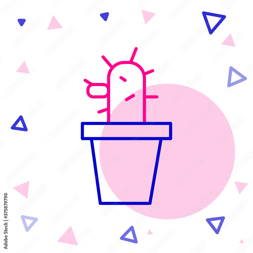 Line Cactus and succulent in pot icon isolated on white background. Plant growing in a pot. Potted p