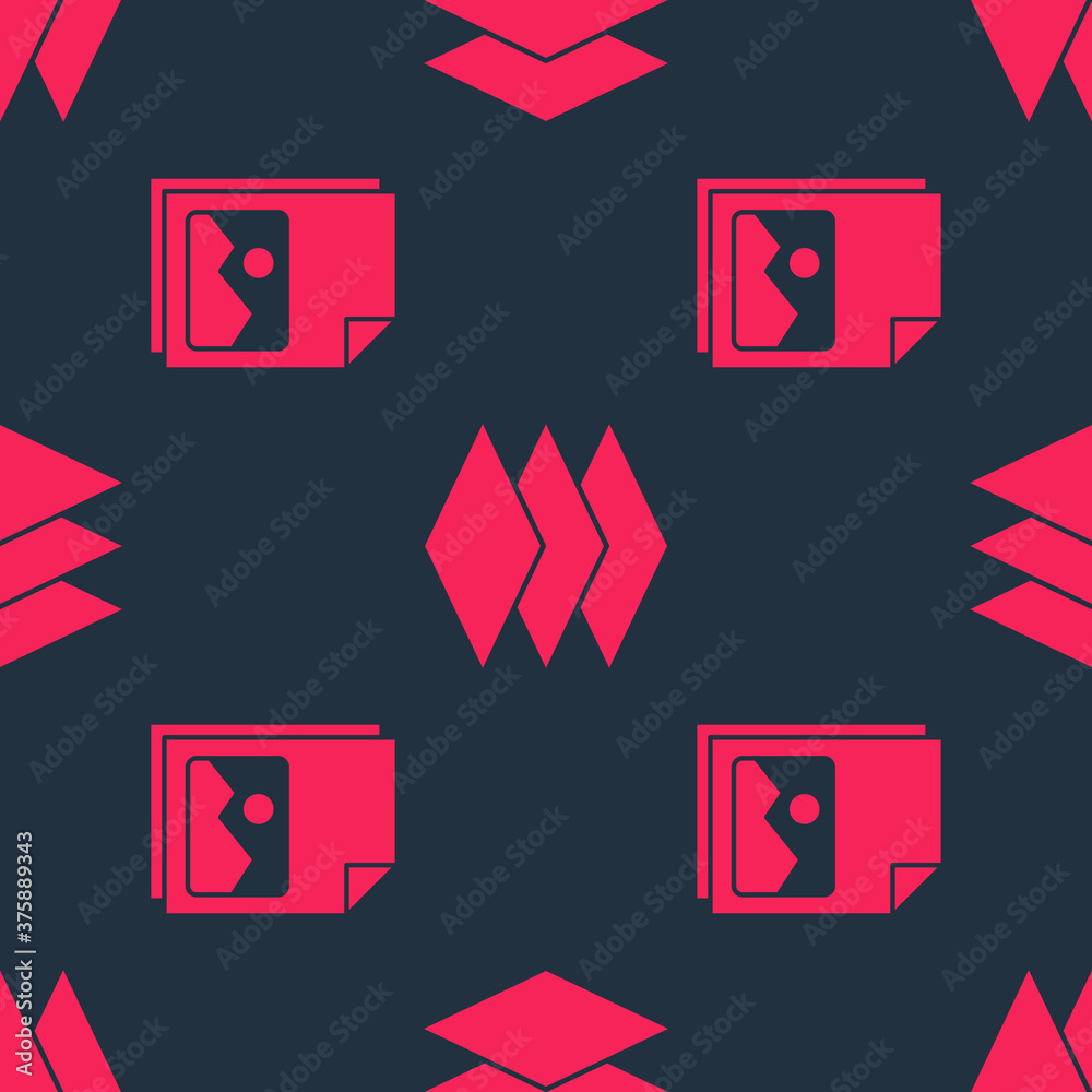 Set Picture landscape and Layers on seamless pattern. Vector.