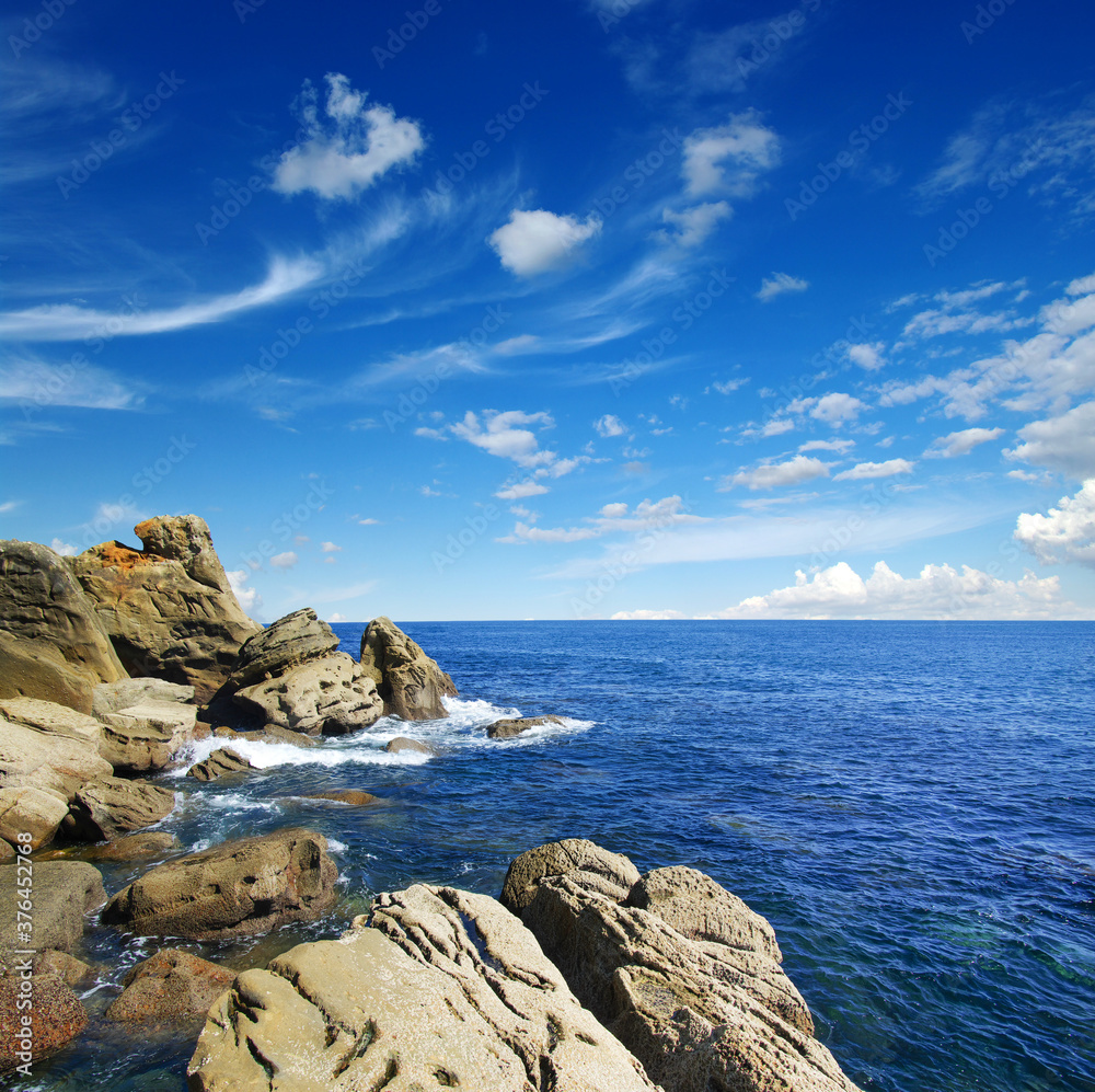  the blue sea and rocks