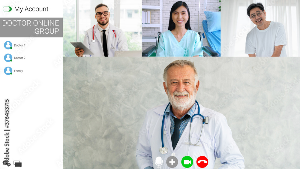 Doctor and patient talking on video call for telemedicine service . Online health care application i