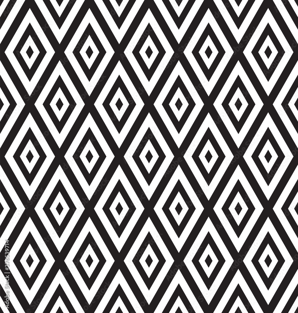 Black and White Geometric Abstract Background Seamless Pattern. Vector Illustration