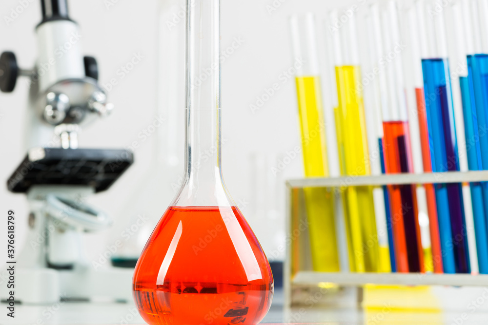 School chemical laboratory with glassware.