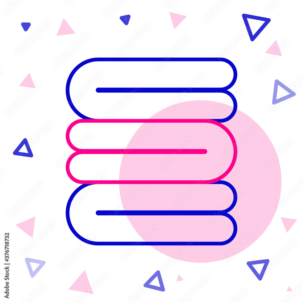 白色背景上隔离的线条毛巾堆叠图标。彩色轮廓概念。矢量插图。