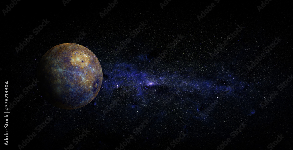 Mercury on space background. Elements of this image furnished by NASA.