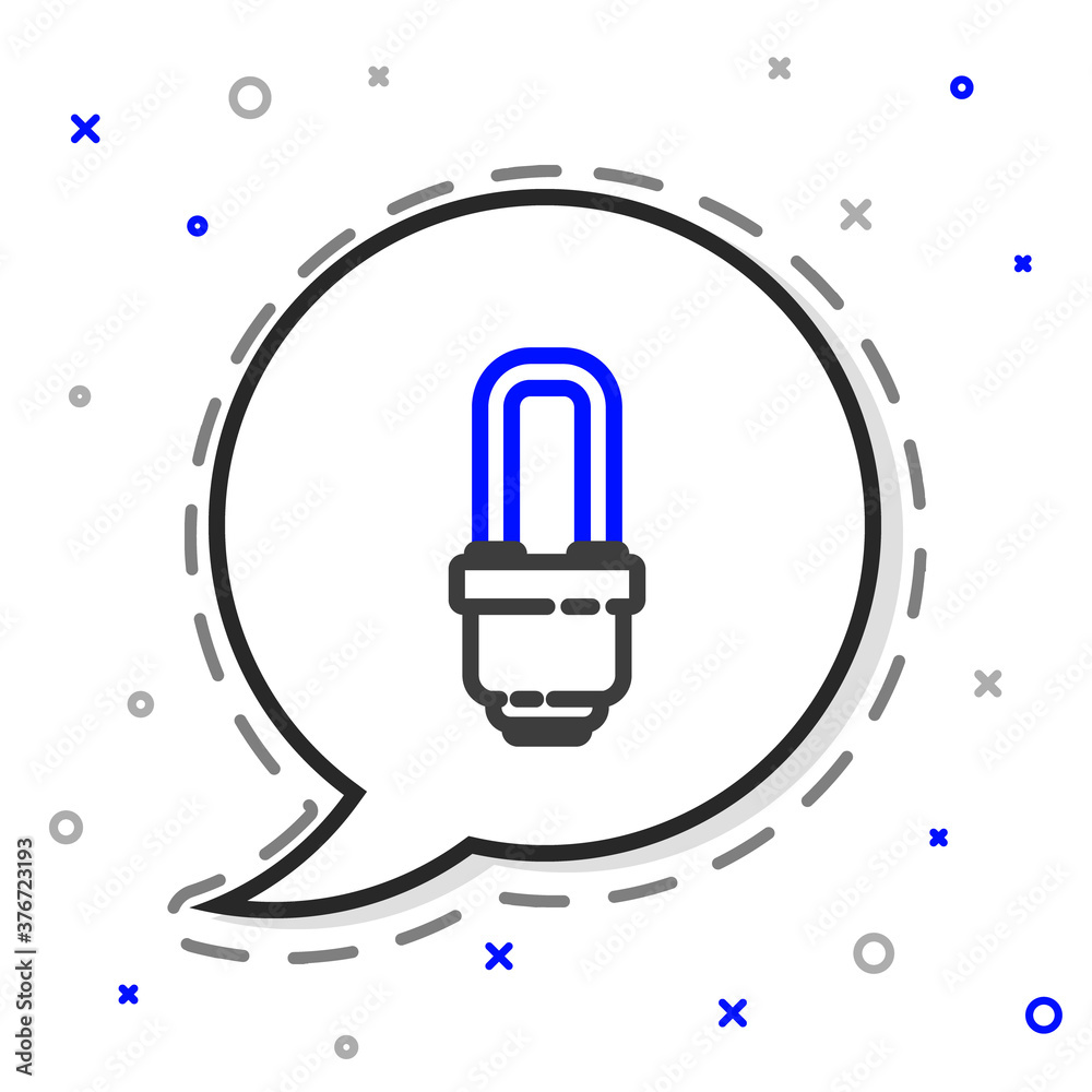 白色背景上隔离的线性LED灯泡图标。经济型LED照明灯泡。节省开支