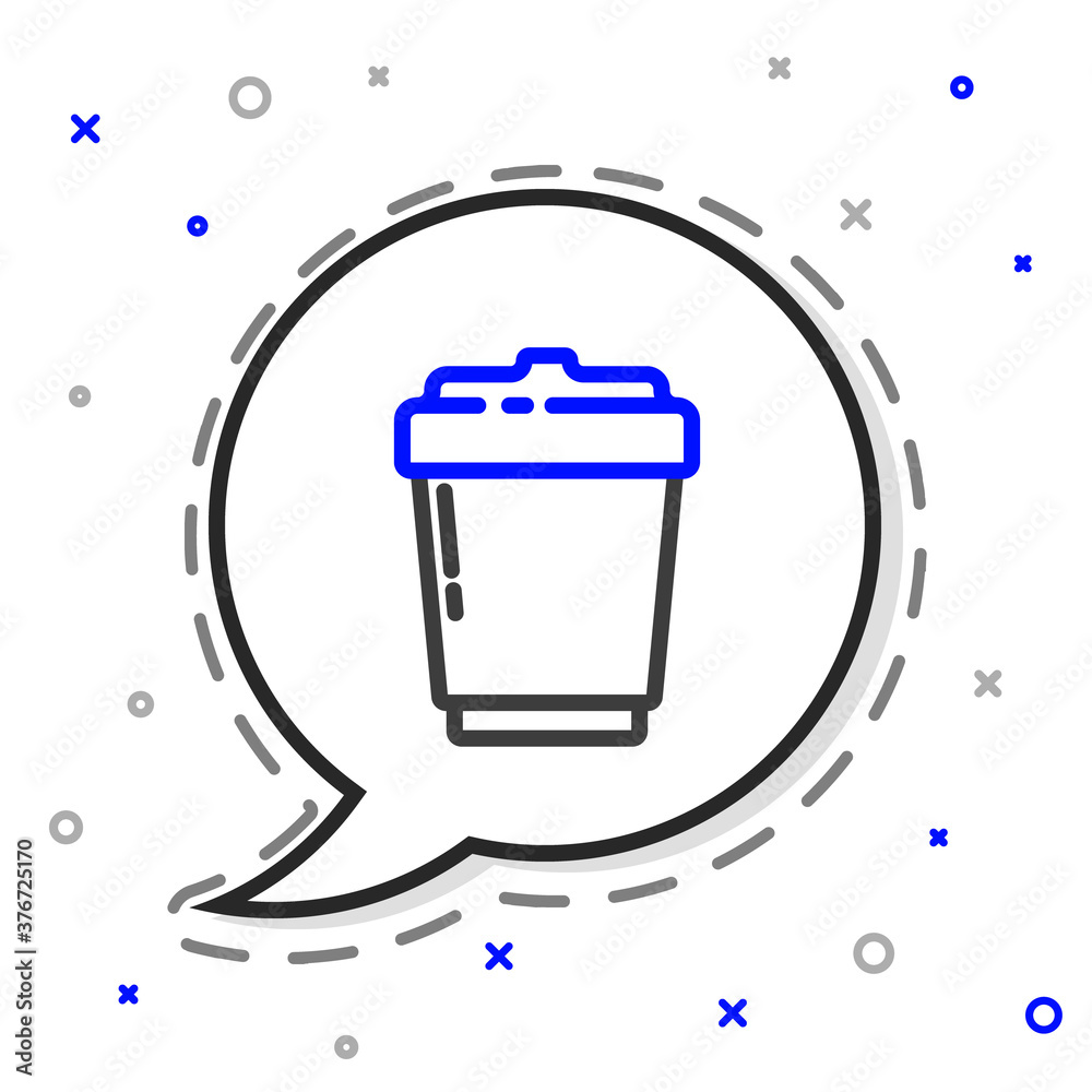 Line Coffee cup to go icon isolated on white background.彩色轮廓概念。矢量插图