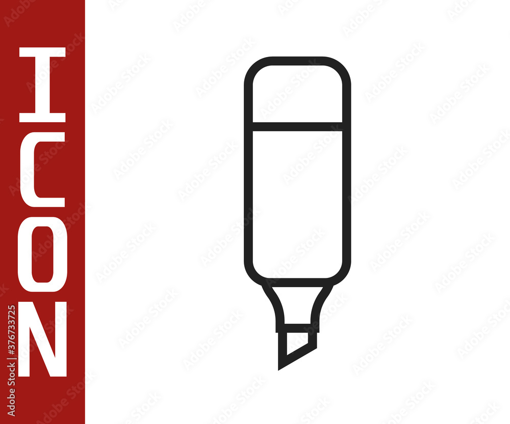 Black line Marker pen icon isolated on white background. Vector Illustration.