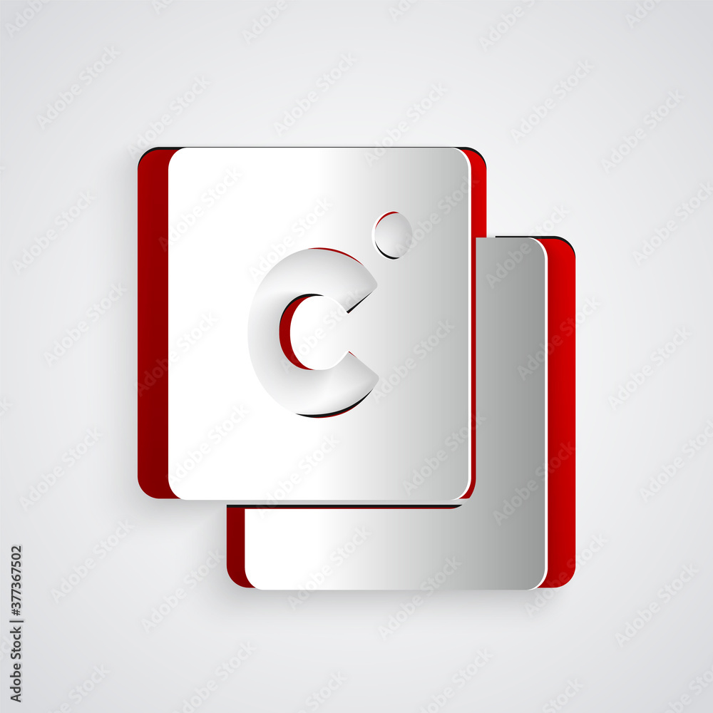 Paper cut Celsius icon isolated on grey background. Paper art style. Vector.