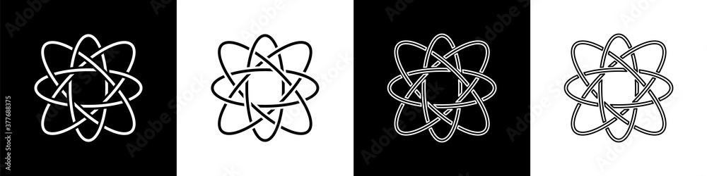 将Atom图标隔离在黑白背景上。科学、教育、核物理的象征，