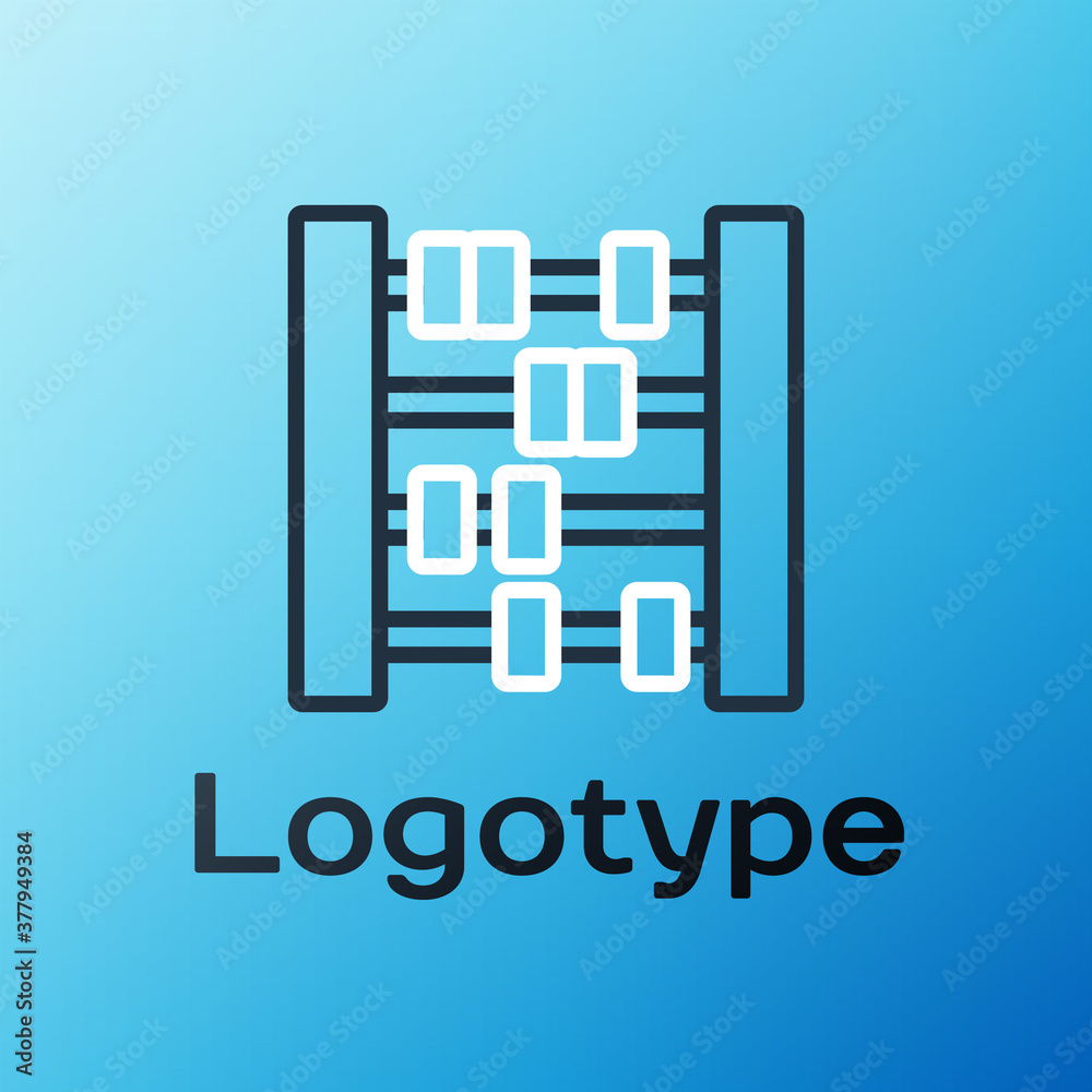 Line Abacus icon isolated on blue background. Traditional counting frame. Education sign. Mathematic