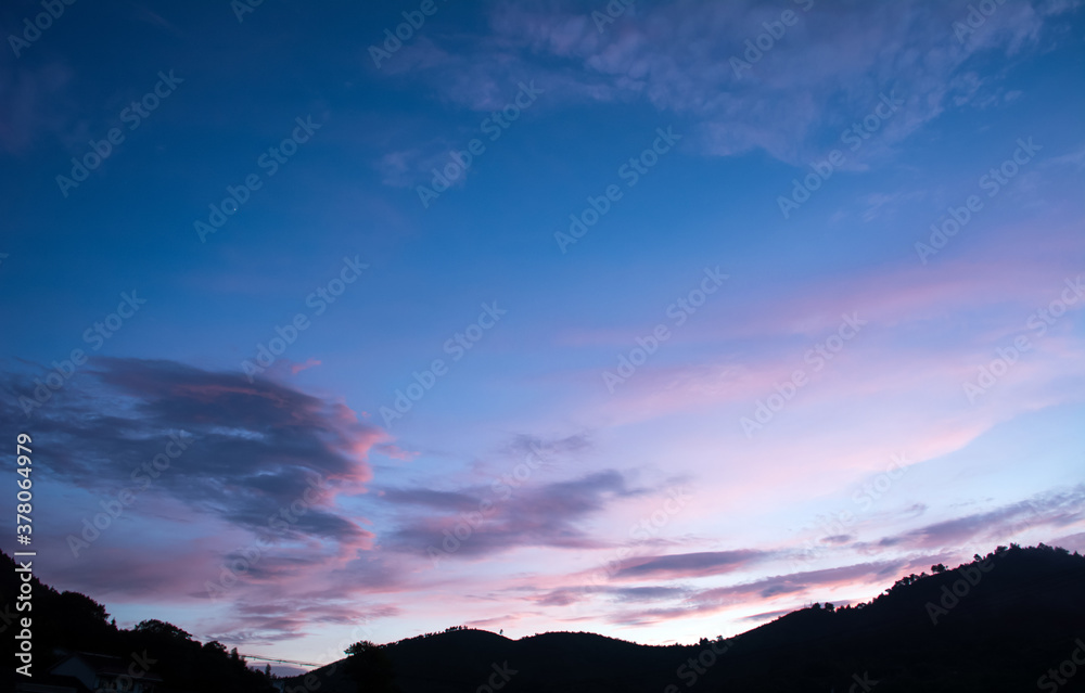 Beautiful purple sunset in the sky