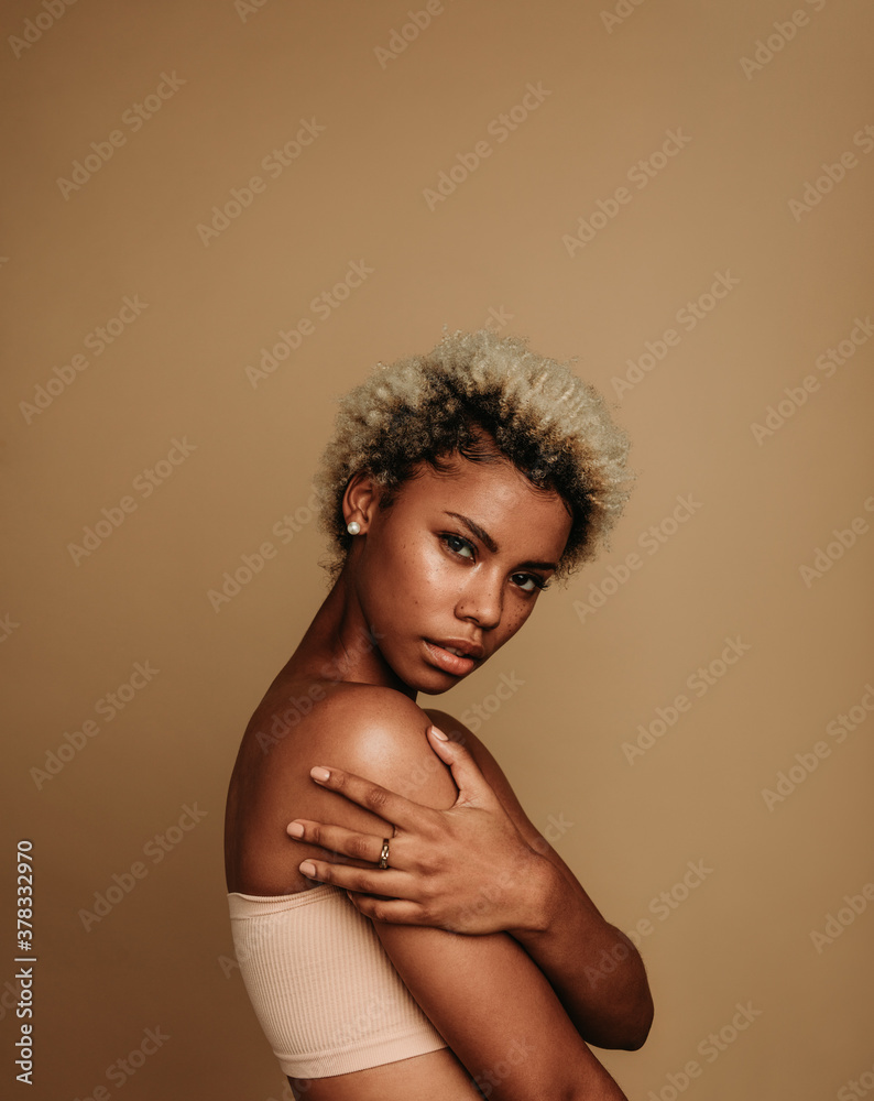 Monochrome portrait of african american woman