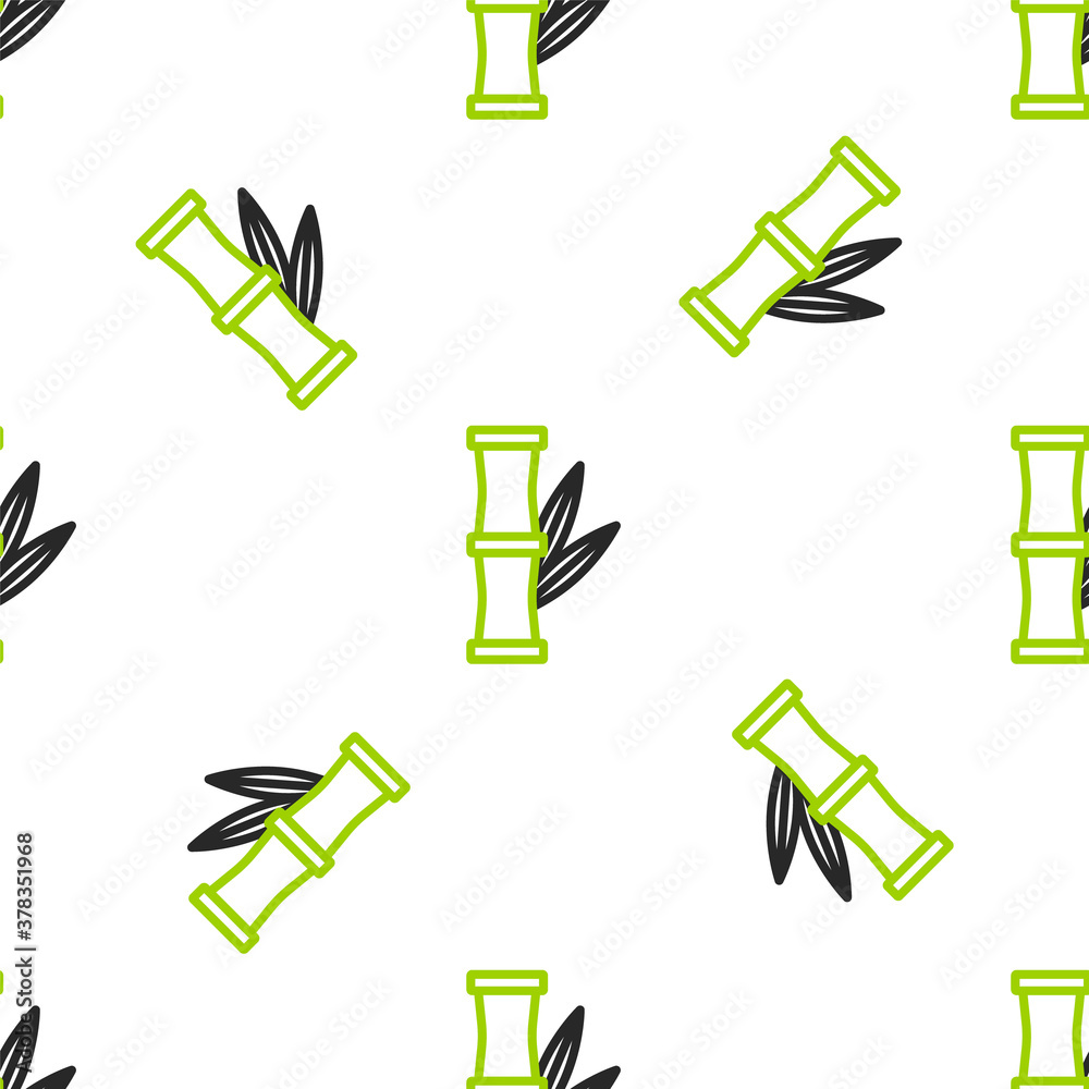 Line Bamboo icon isolated seamless pattern on white background. Vector Illustration.