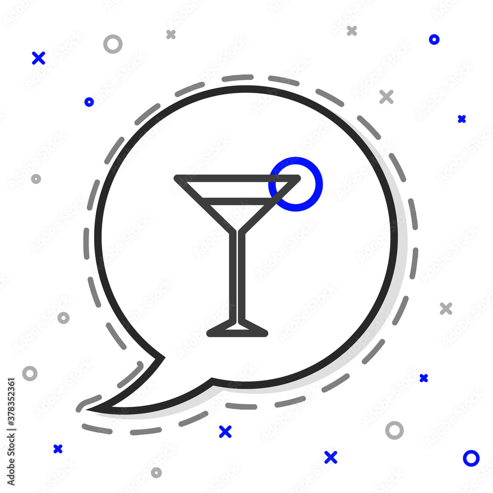 Line Martini glass icon isolated on white background. Cocktail icon. Wine glass icon. Colorful outli