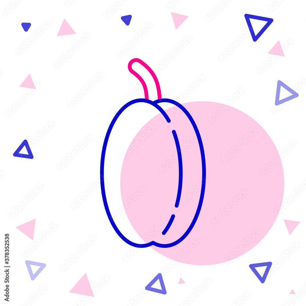 Line Plum fruit icon isolated on white background. Colorful outline concept. Vector Illustration.