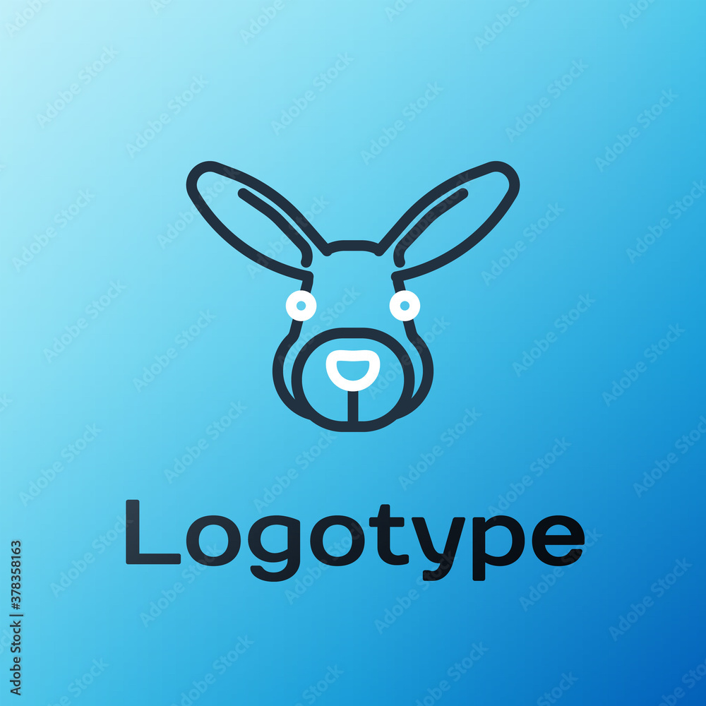 Line Rabbit head icon isolated on blue background. Colorful outline concept. Vector.