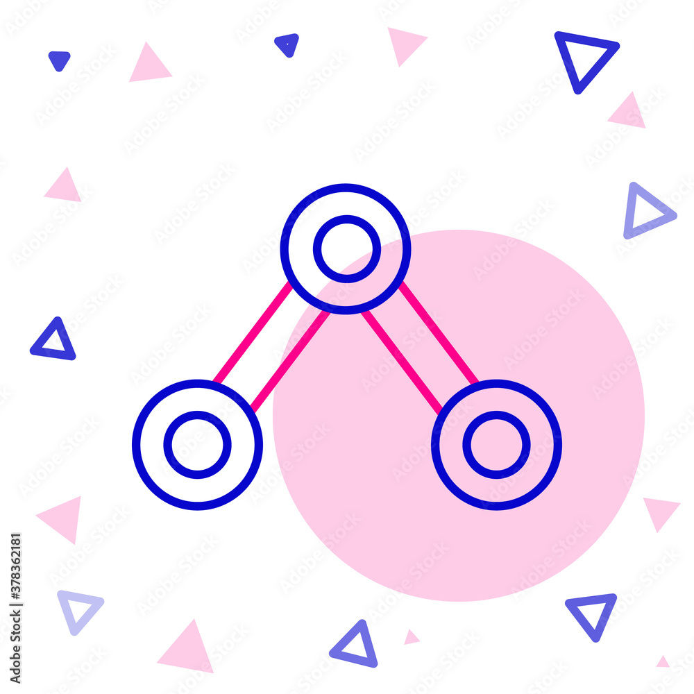 白色背景上分离的线性分子图标。化学中分子的结构，科学教学