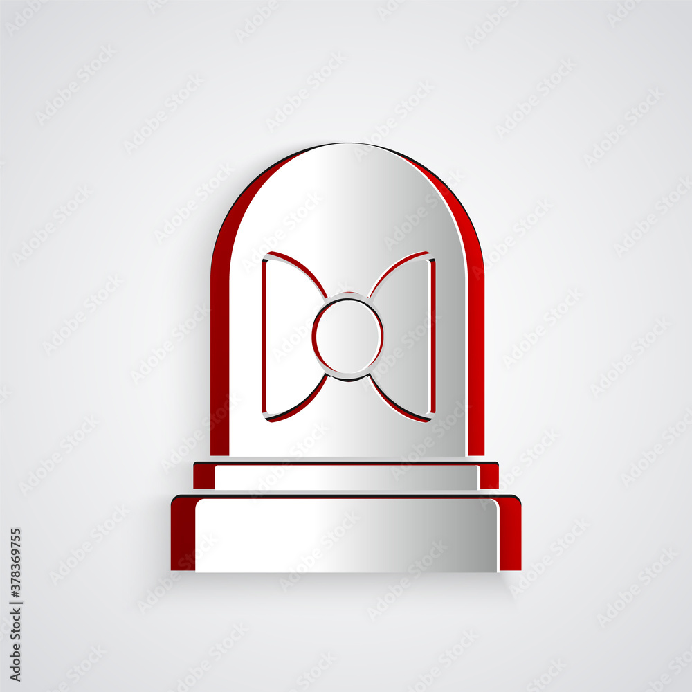 Paper cut Motion sensor icon isolated on grey background. Paper art style. Vector.