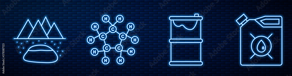 Set line Barrel oil leak, Oilfield, Molecule oil, Canister for motor machine oil and Barrel oil. Glo