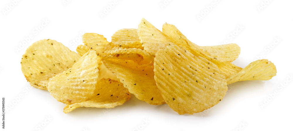 potato chips on white background