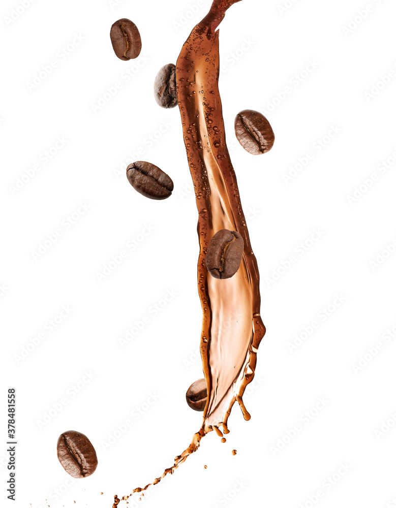 Splash of coffee on white background