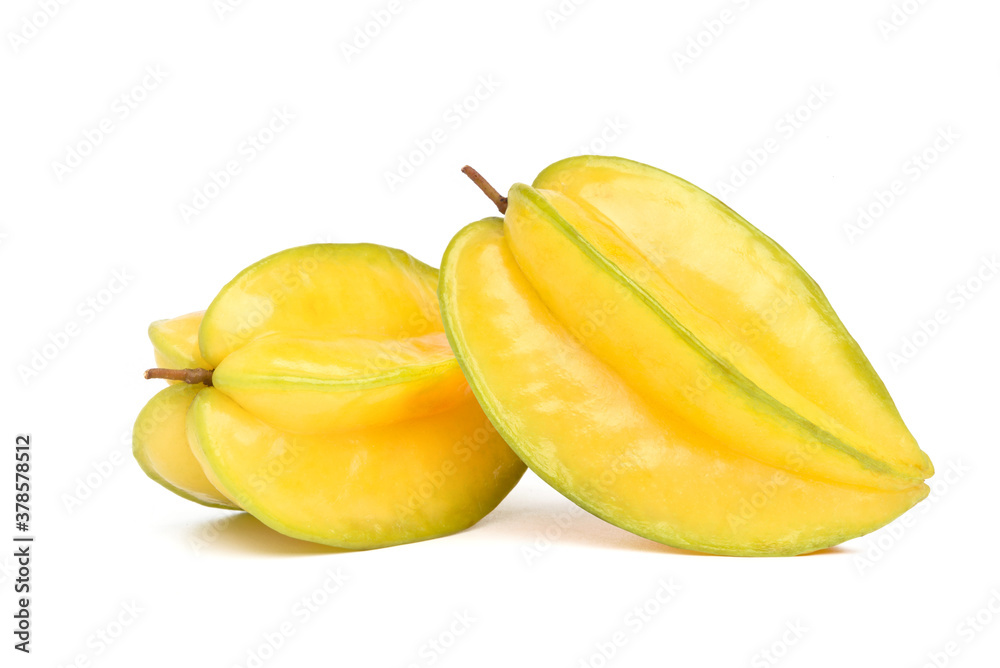 Ripe Star fruit isolated on white background.