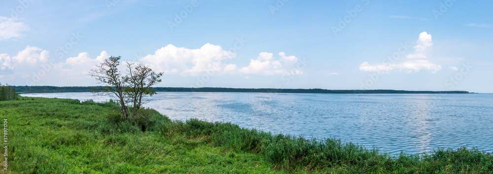 Panoramic lake landscape with no people