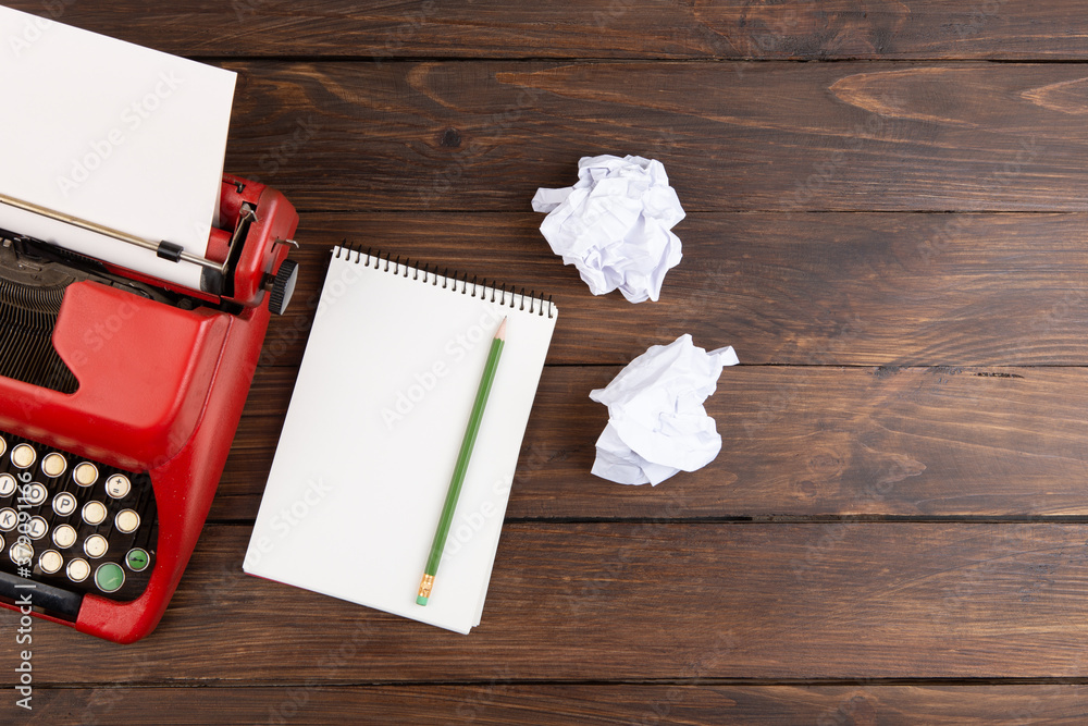 Vintage typewriter and a blank sheet of paper,Writer or journalist workplace