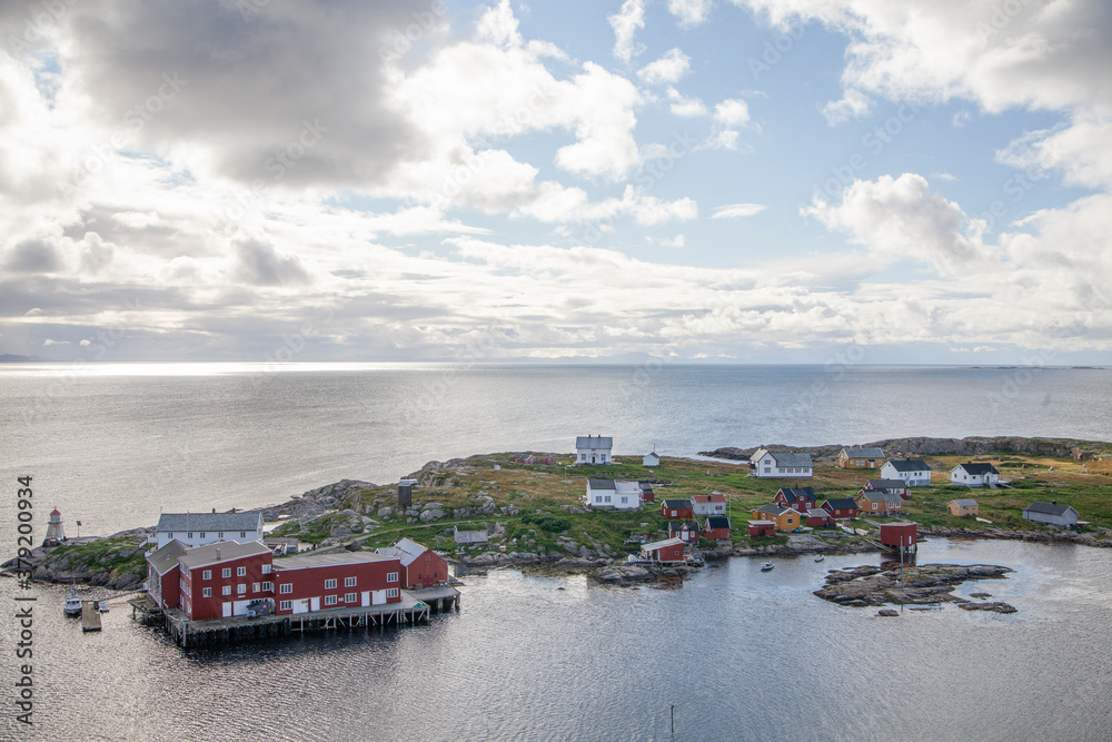 view from Halten Lighthouse. The lighthouse was established in 1875. The tower is 29.5 meters high