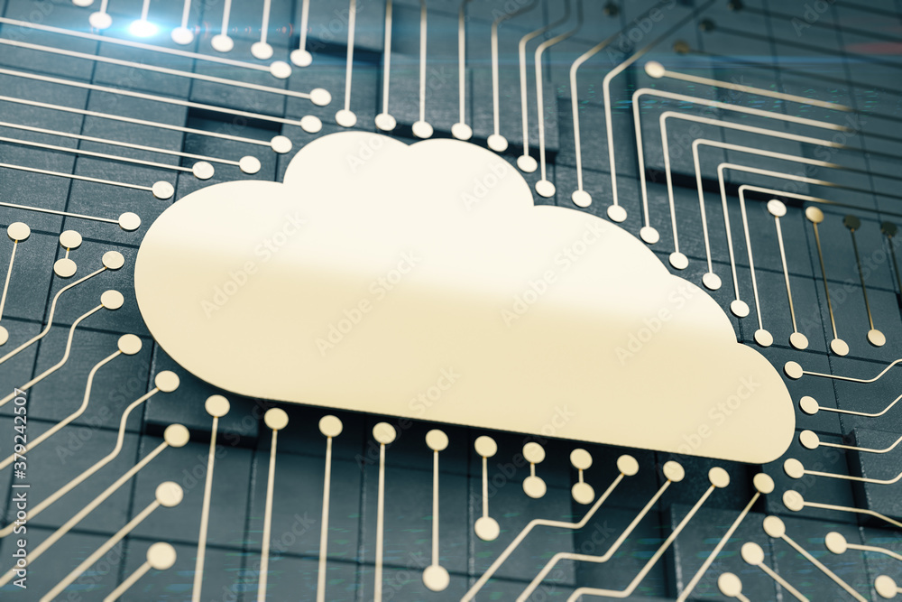 Cloud computing icon and connection points.