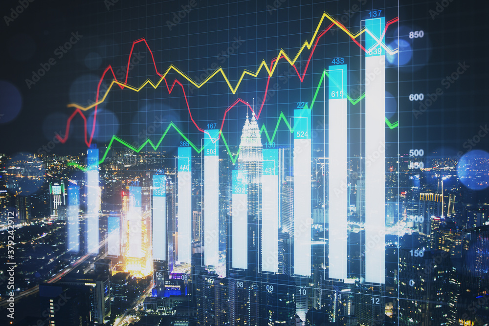 Growing stock chart with business statistics