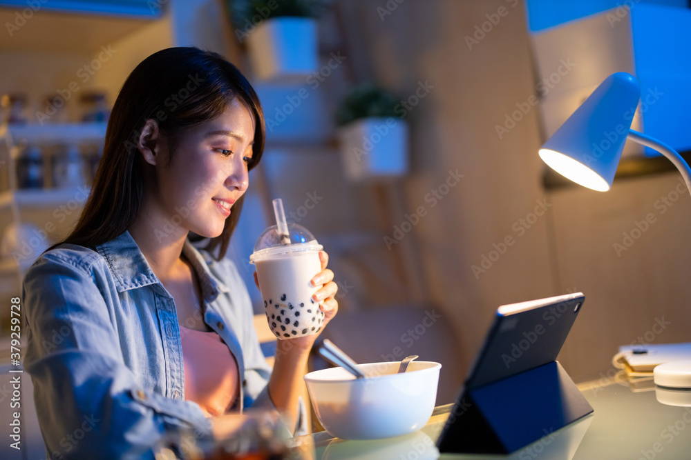 woman watch video on tablet