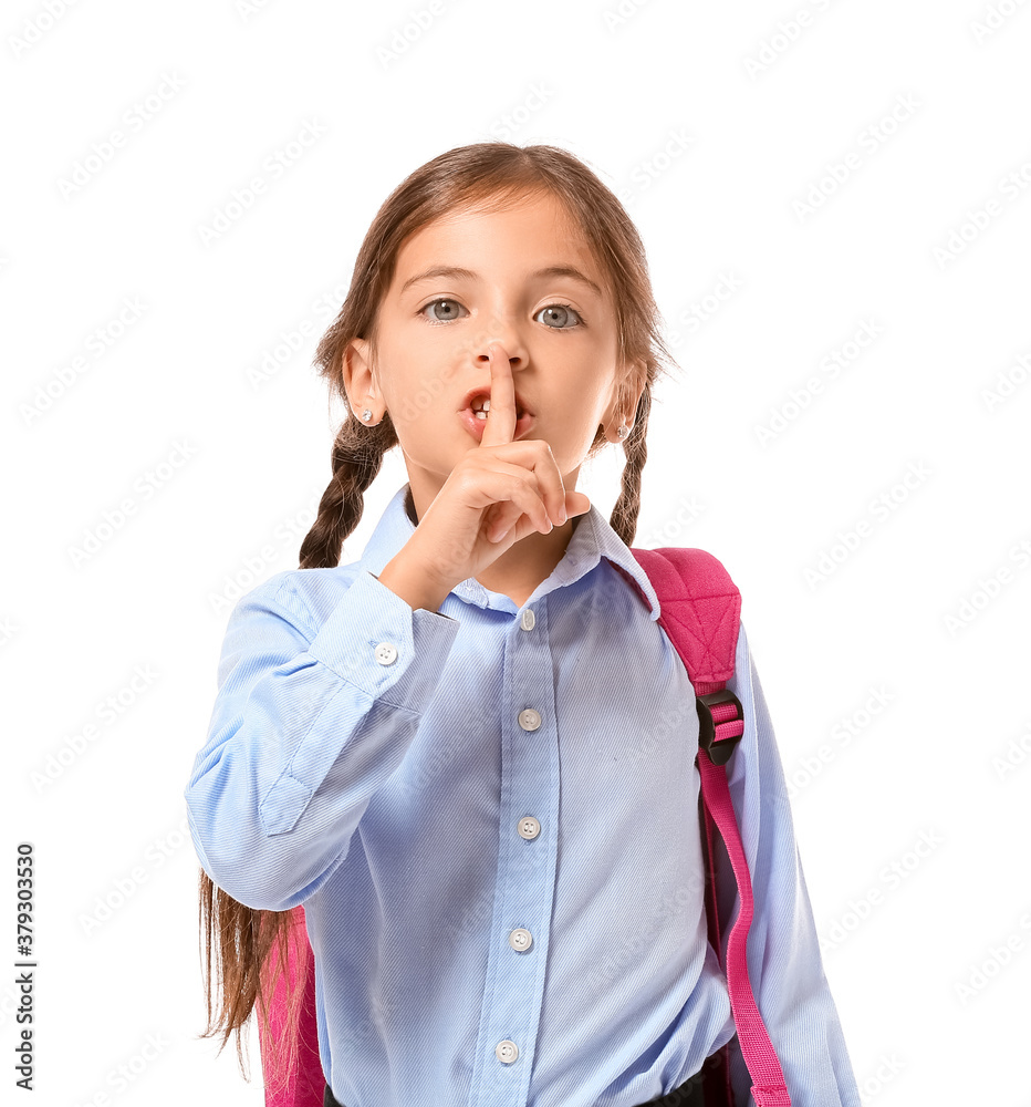 Little schoolgirl showing silence