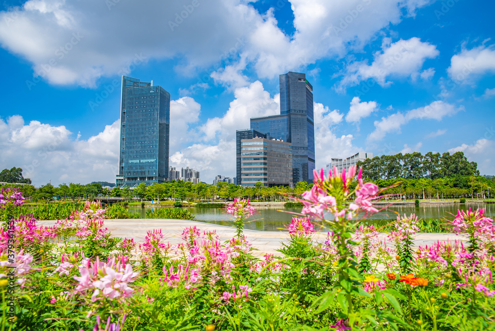 Scenery of Jiaomen River Bank in Nansha District, Guangzhou City, Guangdong Province, China