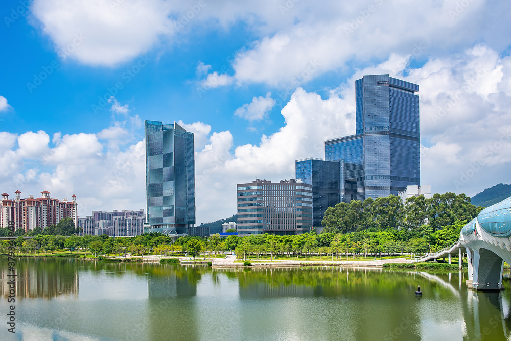 Scenery of Jiaomen River Bank in Nansha District, Guangzhou City, Guangdong Province, China