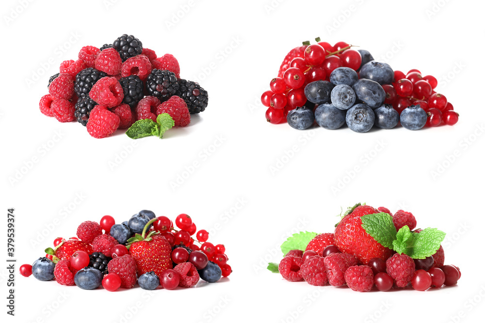 Different delicious berries on white background