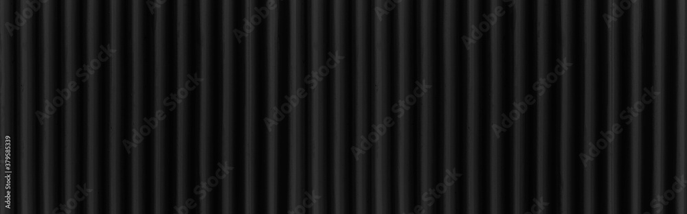 Panorama of Black Corrugated metal background and texture surface or galvanize steel