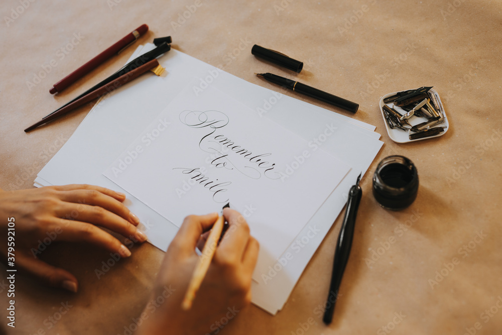 Image of a beautifully hand written remember to smile.