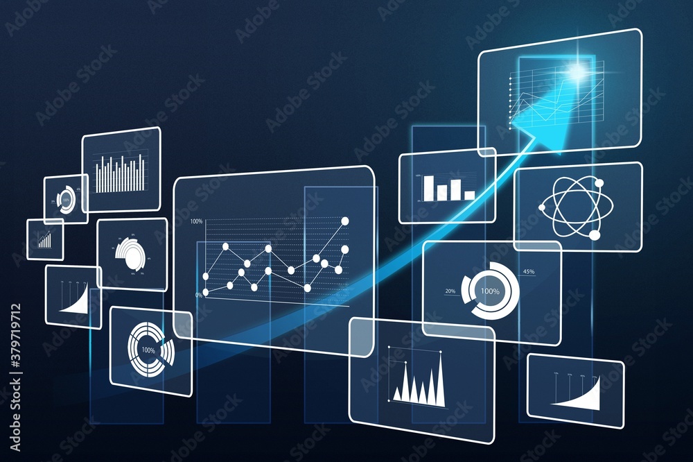 Big data analytics illustration on dark background