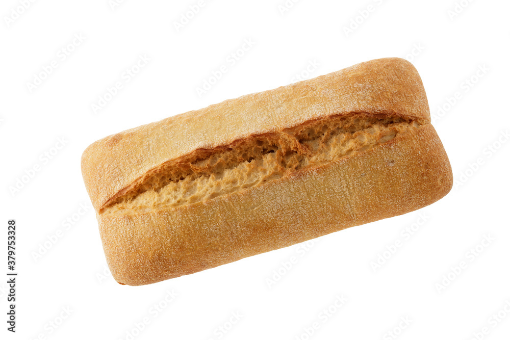 Fresh baked Ciabatta loaf isolated on white