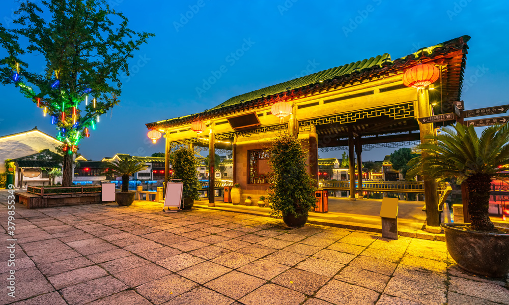 Ancient buildings by the river in Dangkou Ancient Town, Wuxi, Jiangsu, China